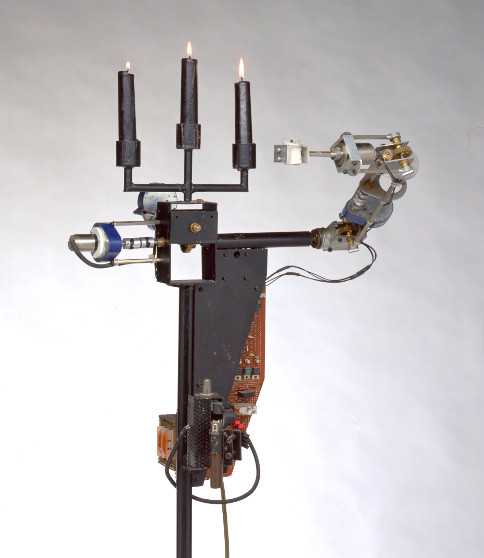 Robotic candstick, sculpture Peter Keene