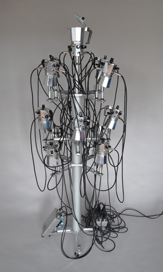 Peter Keene,Modular cafe- coffee pot modular analogic synthesizer, contemporary sonor sculptures 
